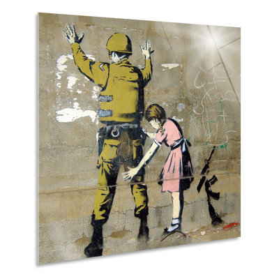 Girl Frisks Soldier by Banksy - No Frame Print on Plastic / Acrylic
