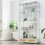 Vitrine avec bibliothèque en verre, grands tiroirs et lumière DEL-1840593157