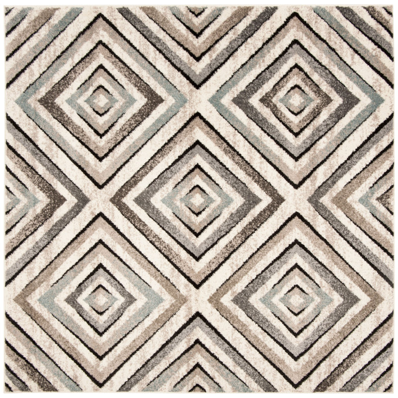 Tapis géométrique Brynlea Performance, Carré 5 pi 1 po