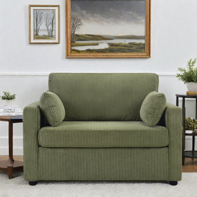 Sleeper Sofa Loveseat Sofa With A Foldable Mattress, A Foldable Side Table, A Side Storage Pocket And Two Usb Ports
