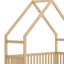 Lit plateforme grand en bois avec tête de lit garde-corps, 2 tiroirs et toit-656854543