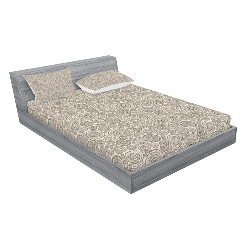 Microfiber Geometric Fitted Sheet, Full/Double Fitted Sheet with 2 Pillowcases