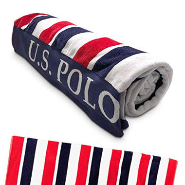 U.S. Polo Assn. Striped Multicolor Lofty Cotton Beach Towel - East Coast Stripe