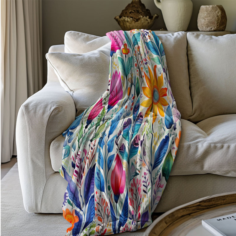 Folklore Blossom Designs - 1 pièce Sherpa Premium, Jeté