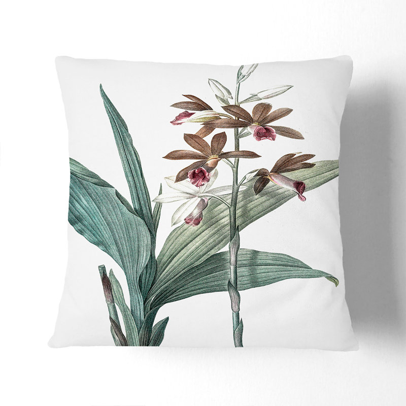 Floral Square Cushion, 55cm H x 55cm W x 20cm D, White