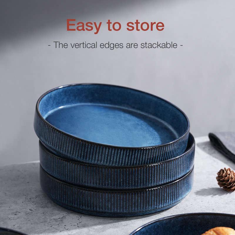 Stoneware Pasta Bowl Set (Set of 6), Nebulas Blue