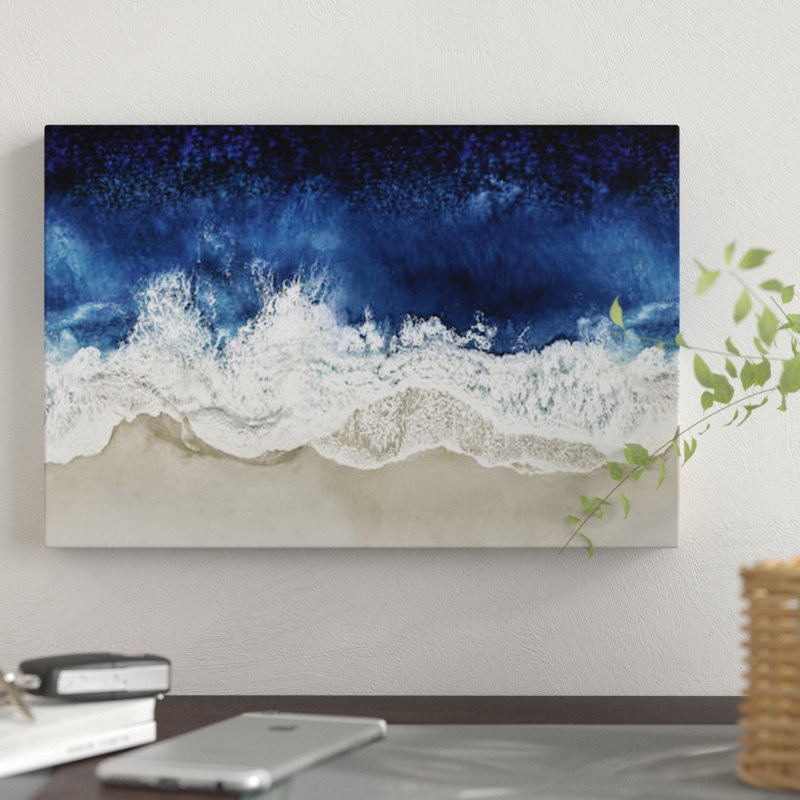 Indigo Waves from Above II Coastal Landscape Canvas Print