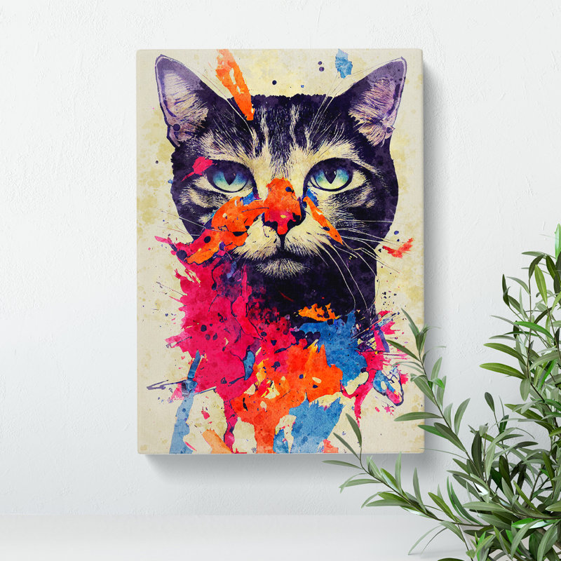 Catt Paint Splash No.6 - Wall Art, Wrapped Canvas, 50cm H x 35cm W x 3cm D, No Matte