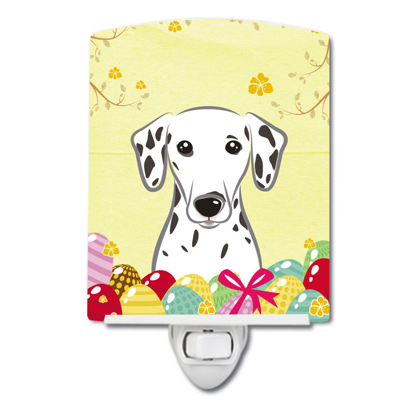 Éclairage de nuit en céramique pour oeuf de pâques jacks d’olivier terrier, Dalmatien