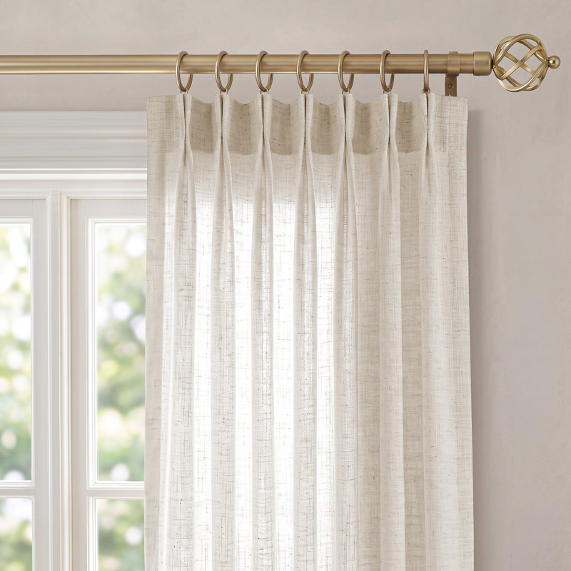 Memory‑Set Linen Textured Light‑Filtering Privacy Curtains for Living Room, Hook Pleat Design(Set of 2), 40" W x 90" L, Linen