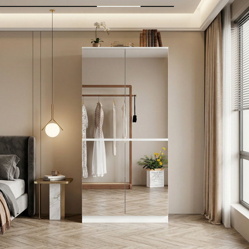 Armoire à miroir moderne Shadrick avec rangement spacieux et design élégant