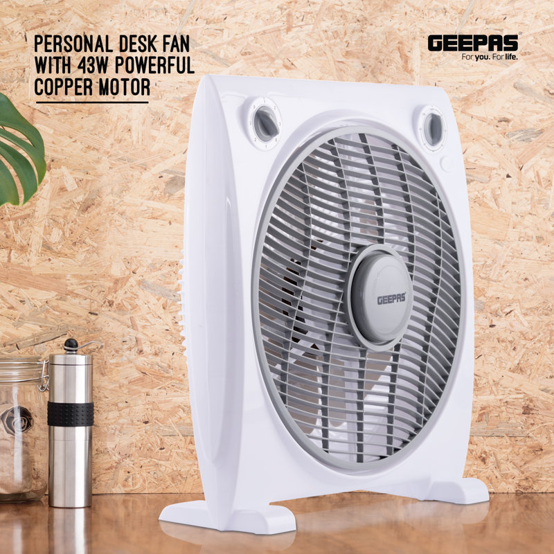 Oscillating Box Fan, Grey