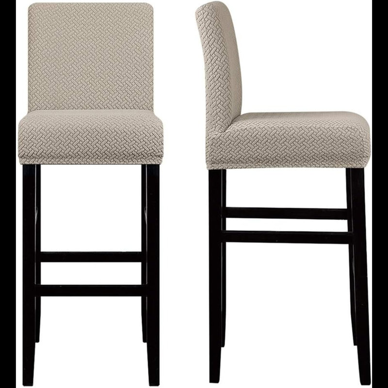 Ensemble de 4 housses de chaises de tabouret de bar réutilisables et extensibles, Polyester kaki