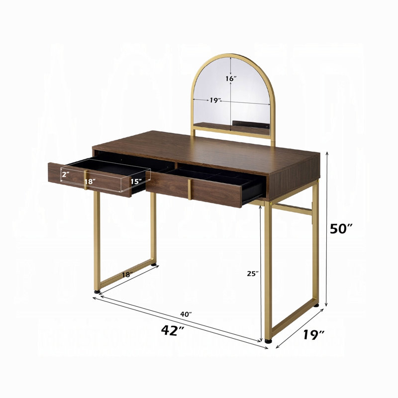Blomquist Modern Vanity Desk With Sleek Contemporary Styling W/Mirror