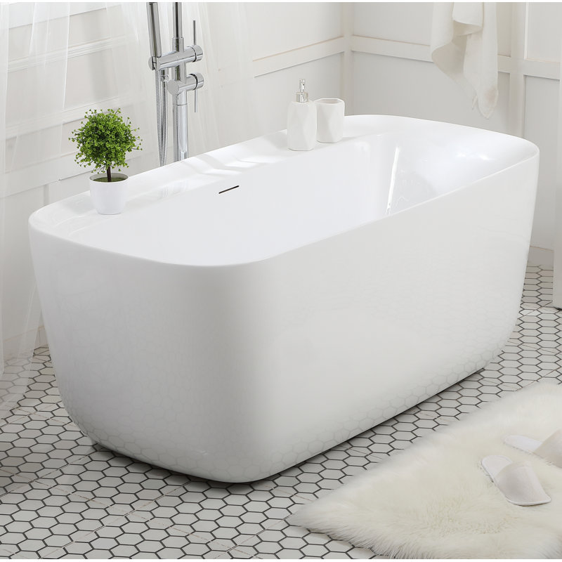 Cavidan 59'' x 30'' Soaking Bathtub, Polished Chrome