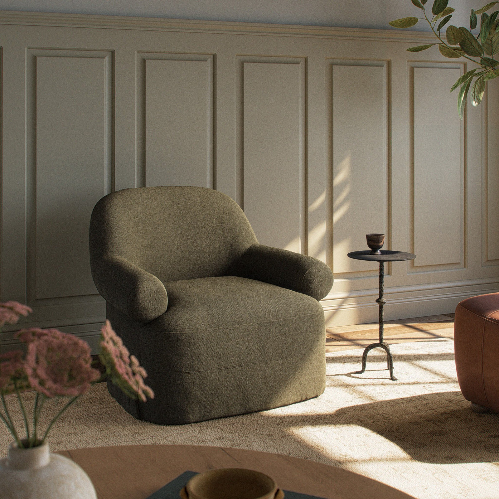 Arden Swivel Chair, Broadway Olive