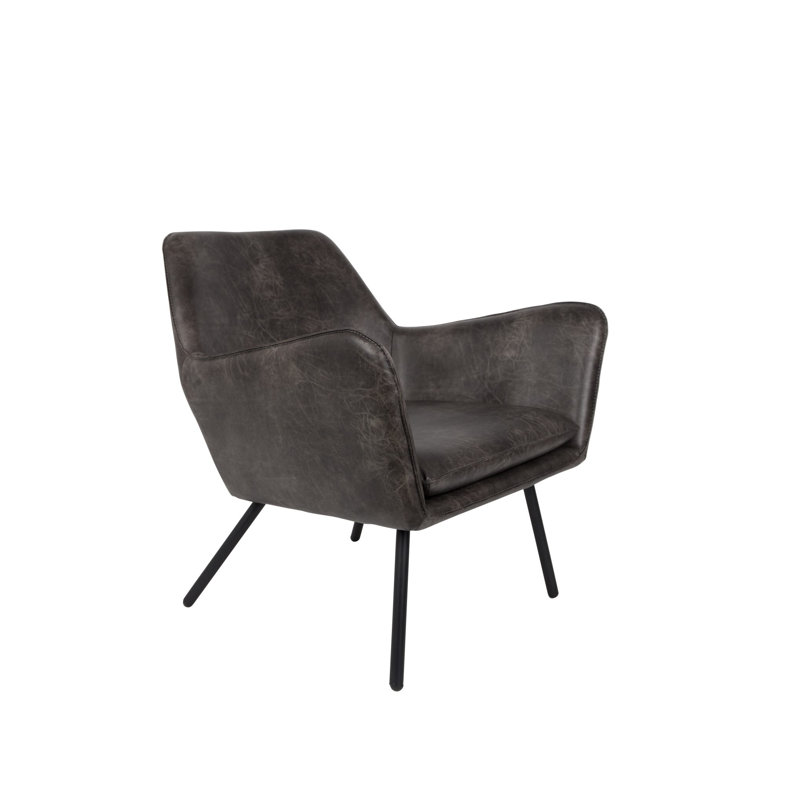 Bon Faux Leather Accent Chair, Gray Faux Leather