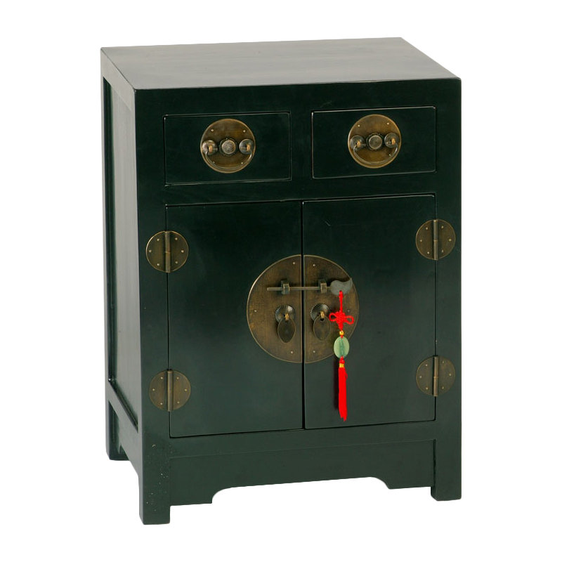 Hangzhou Solid Wood End Table, Black Lacquer