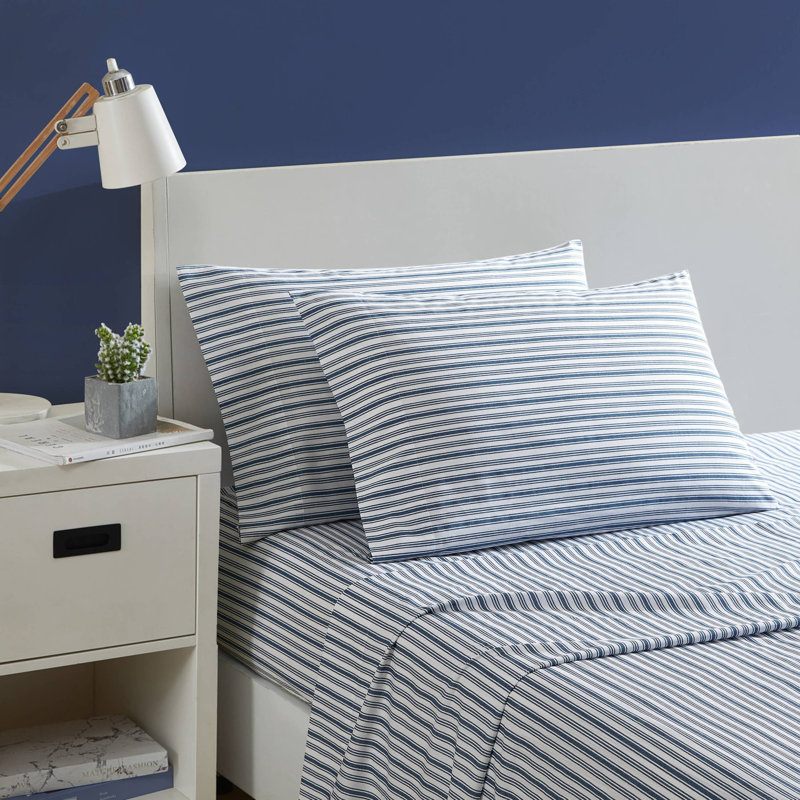Ensemble de draps en percale de coton 200 fils Bradford, Ensemble de draps pour très grand lit avec 2 taie