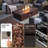 56" Rectangle Concrete Propane Fire Pit Table With Propane Tank Cover-1242534416