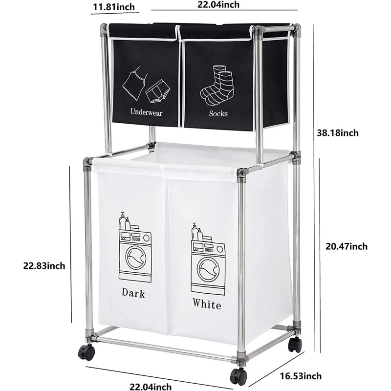 Fabric Rolling Laundry Sorter with Handles