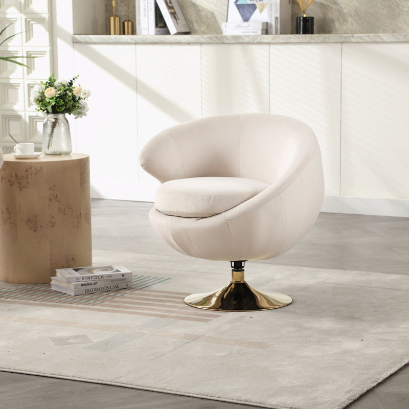 Chaises d'appoint pivotantes 360 degrés Cuddle Barrel, Velours beige