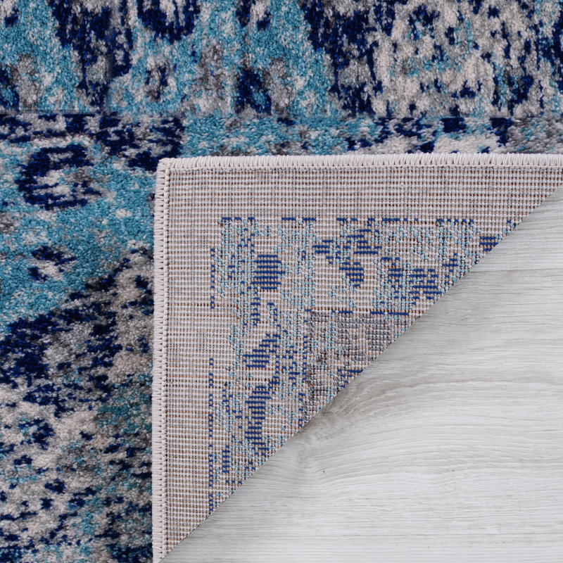 Tapis oriental bleu / gris Henneman, Rectangle 5 pi x 7 pi