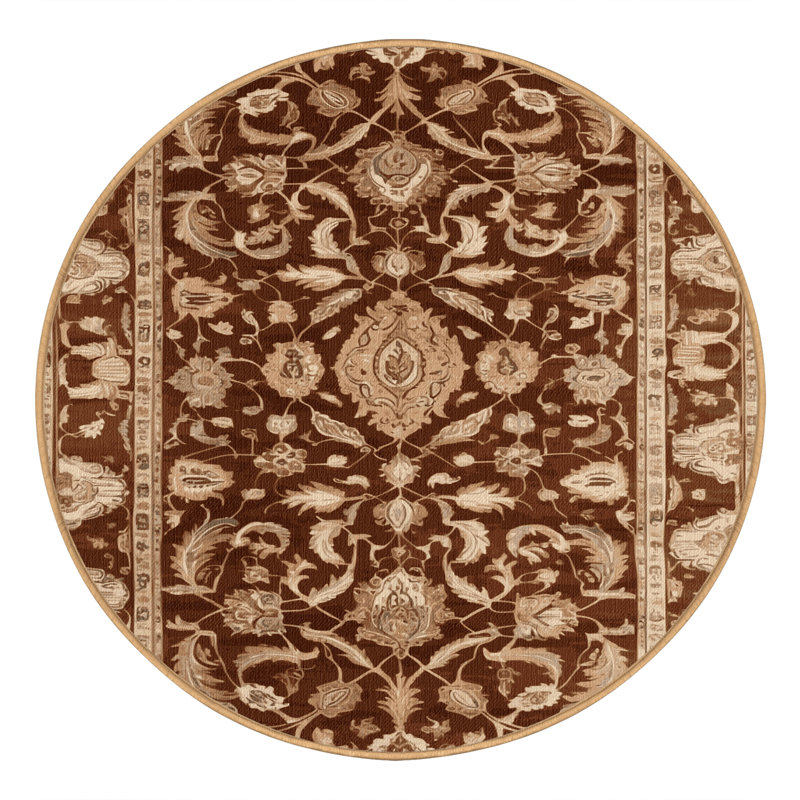 Tapis brun lavable à la machine, Rond 5 pi