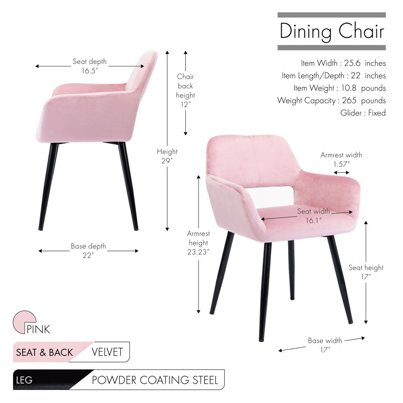 Angeleah Upholstered Dining Chair, Pink