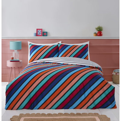 OXFORD STRIPE Polyester Striped Duvet Cover Set with Pillowcases