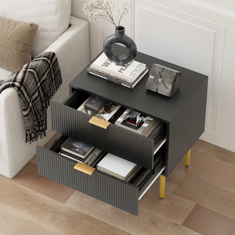 53 cm W Bedside Table, Black
