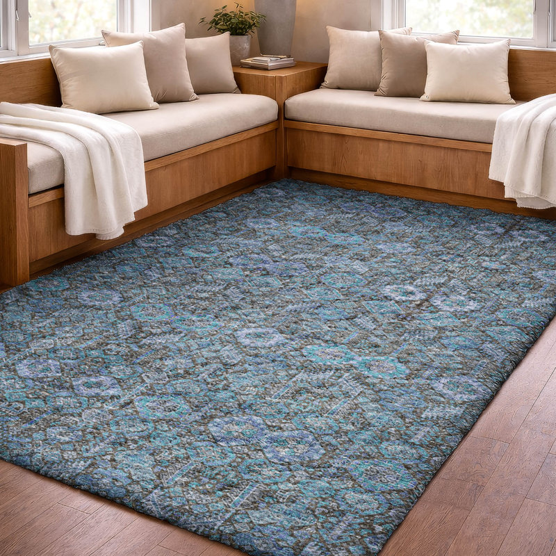 Tapis bohémien de qualité supérieure lavable à la machine Dream Shag ADS574, Teal, 9' x 12'