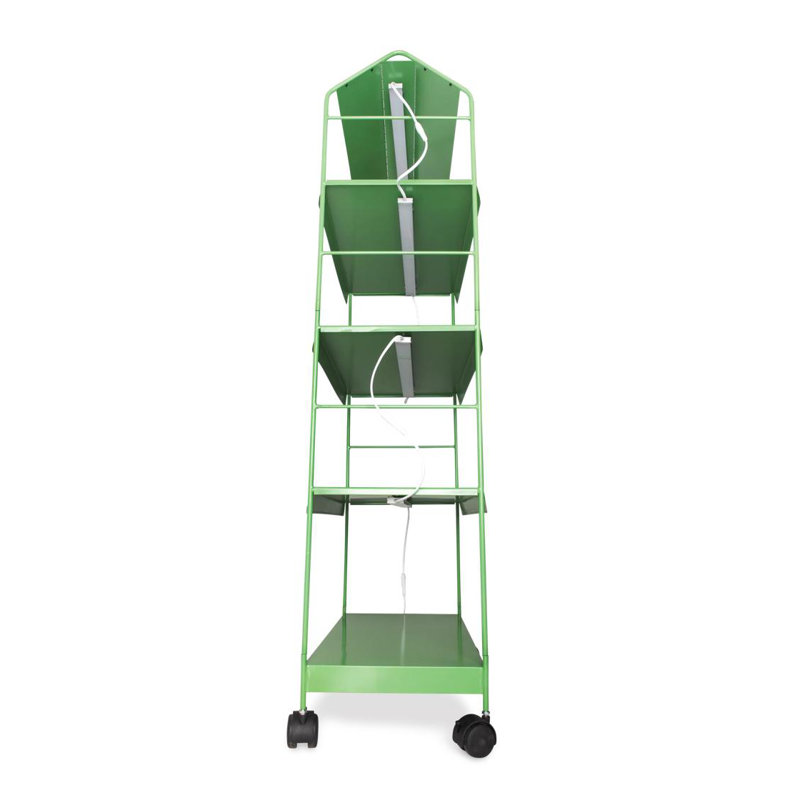 Green Powder Coated Steel 4-Tier LED Grow Light Plant Stand