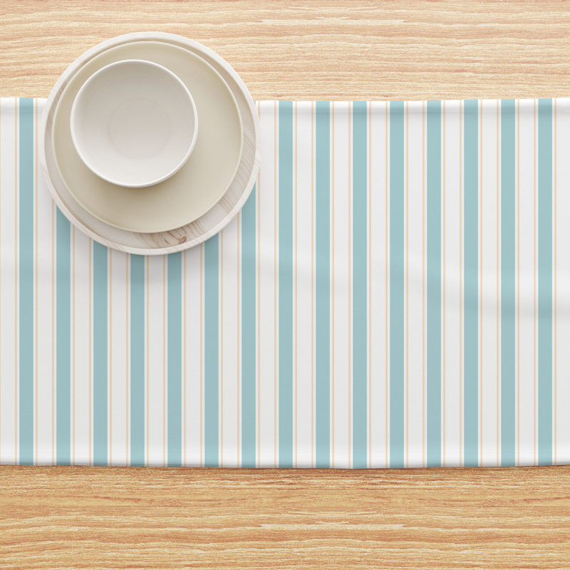 Fabric Textile Products, Inc. Table Runner, 100% Cotton, 16X72", Blue Horizontal Stripe