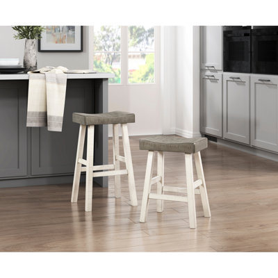 Tabourets de comptoir 24 po 24 po, bois d'hévéa massif, blanc et café, tabourets transitionnels 24,5 po, Fascination