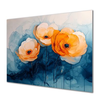 Aquarelle de fleurs de renoncule, rivière IV - art mural en métal, reproduction d'art traditionnelle