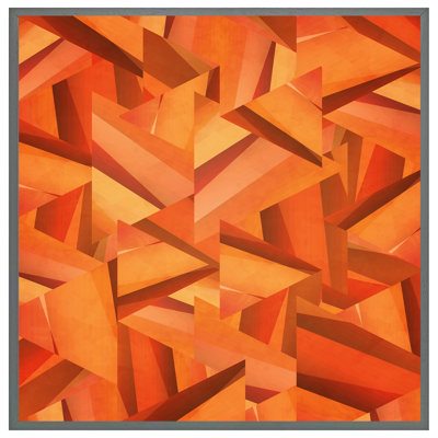 Cloudcroft Autumn Coloured Geometric Triangle Patterns 1 Piece Single Picture Frame Wall Art