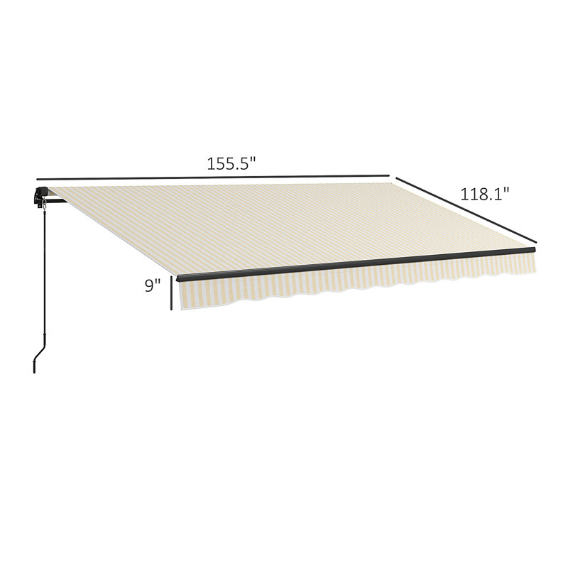 Auvent rétractable Outsunny 13 pi x 10 pi, L 156 po x P 120 po, Beige