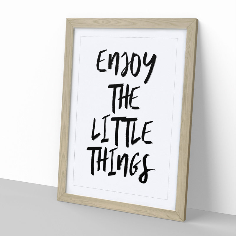 Enjoy the Little Things - Picture Frame Typography, 65cm H x 48cm W x 2cm D, Oak