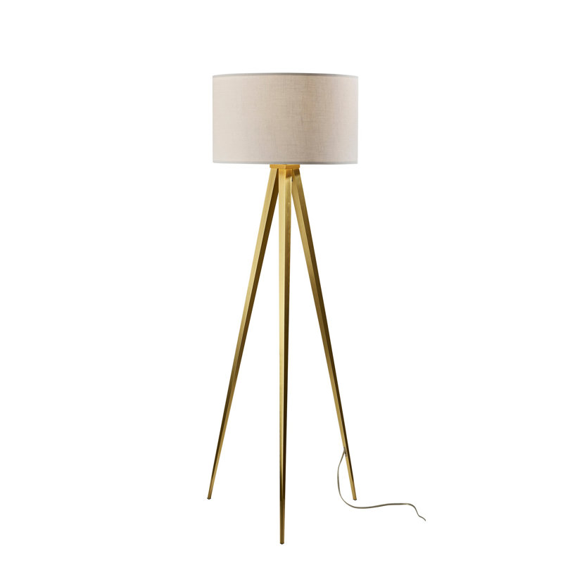 Lampe sur pied 61,5 po Cas, Laiton antique, Beige