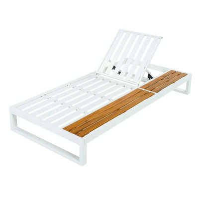Méridiennes de patio réglables avec rangement, bord de piscine moderne en bois et métal