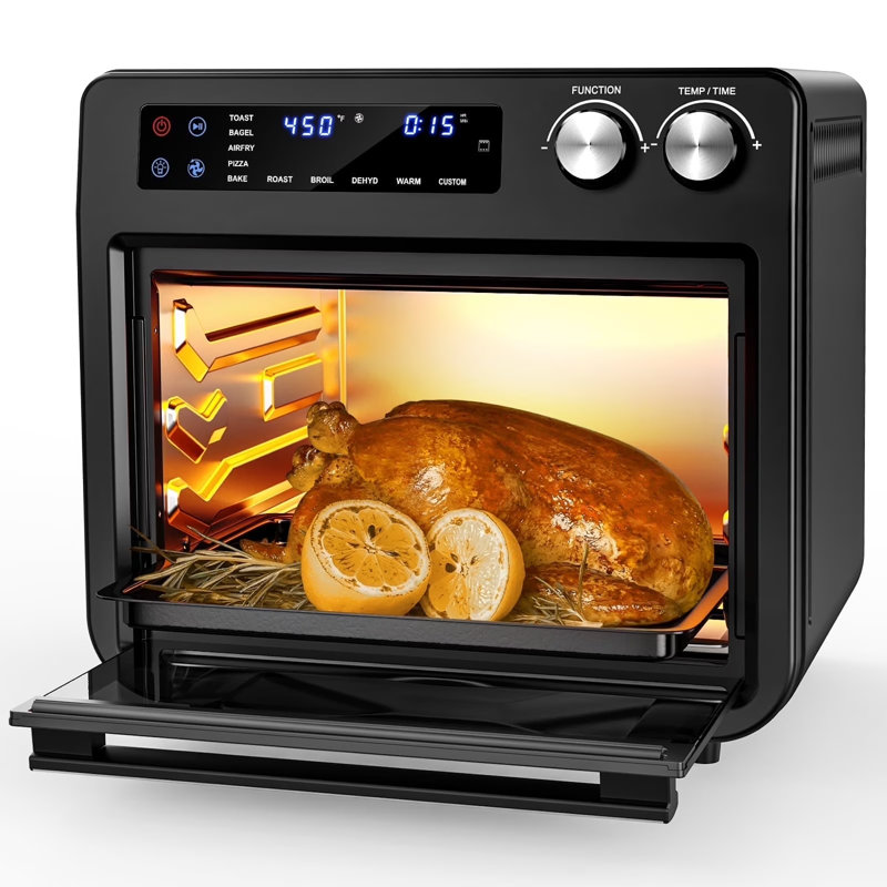 Four à friteuse à air 26QT, grille-pain numérique sans huile avec fonction multifonction 10-en-1 et mode personnalisé, fenêtre visible, 1800 W, noir