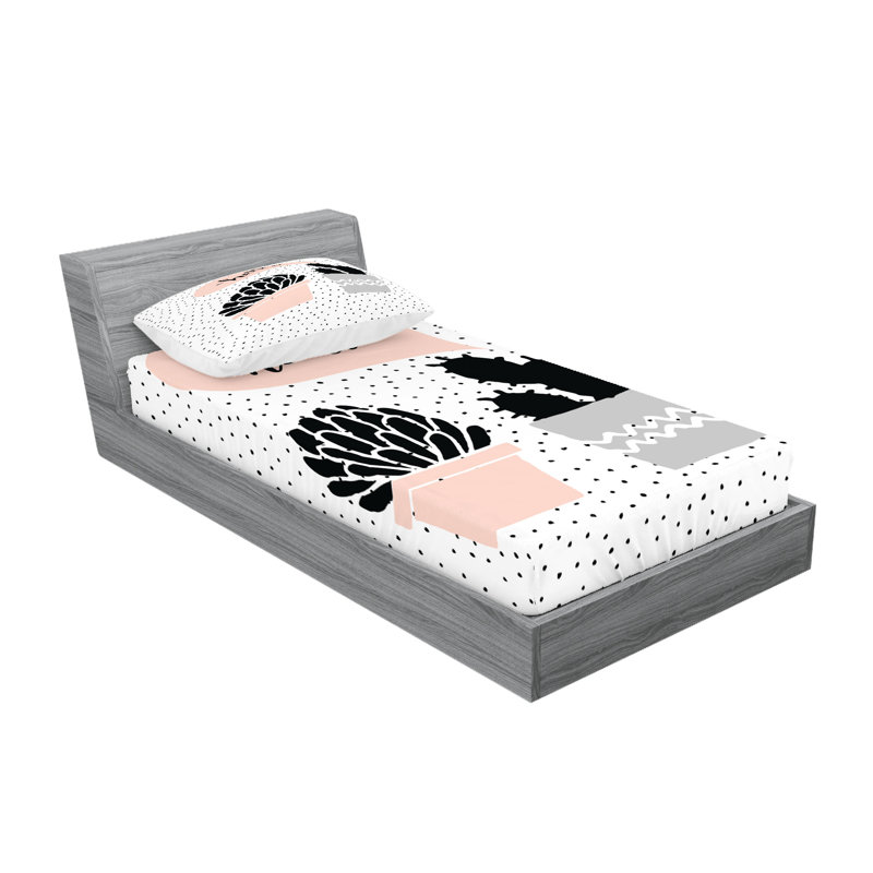 Drap-housse et coussin décoratif Ambesonne Cactus, rosé / gris, Ensemble de draps-housses pour lit simple + 2 taie