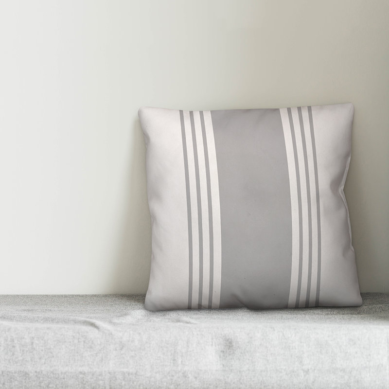 Coussin Farmhouse, 16 po x 16 po, Blanc / gris, Pas de bourre