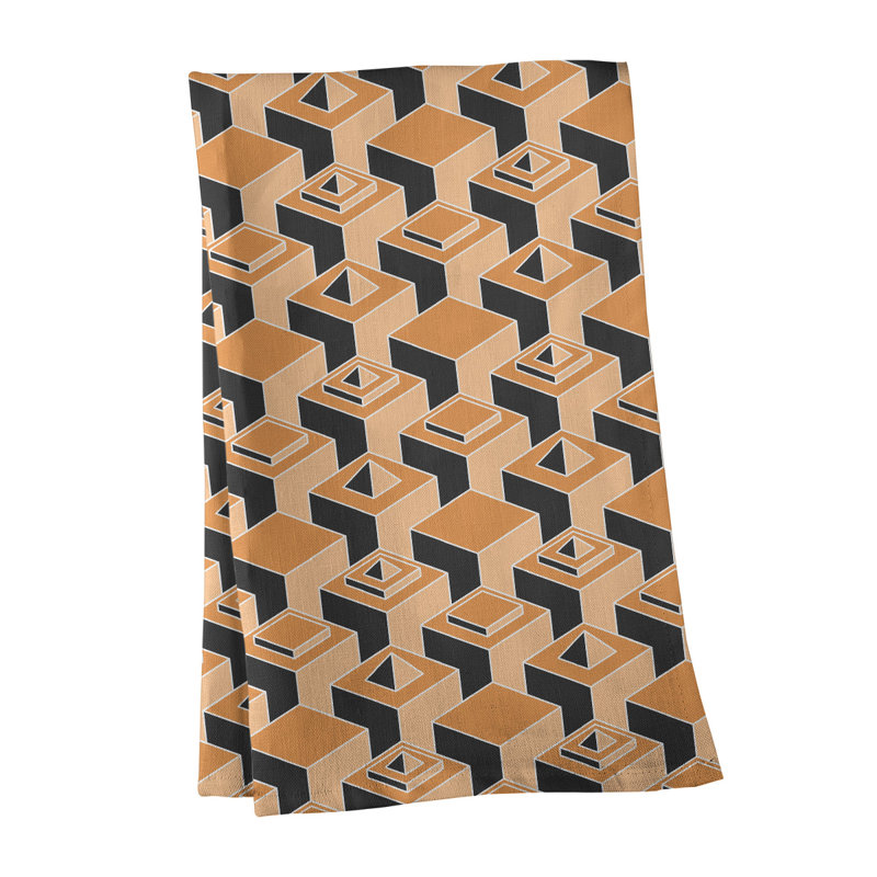 Patricia Geoffrey Tea Towel Kitchen Towel, Orange/Yellow/Black, Poly Twill