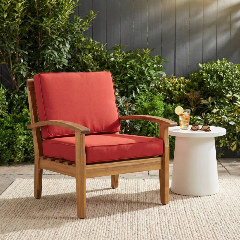Claytor Acacia Outdoor Lounge Chair, Beige, Teak