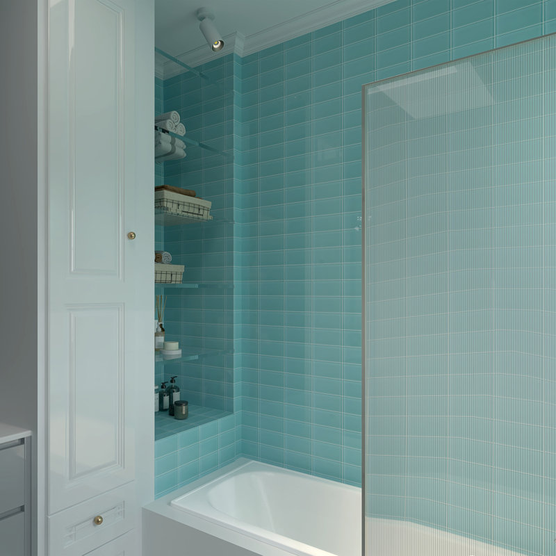 Carreau de mosaïque en verre 3 po x 6 po Supreme, Bleu
