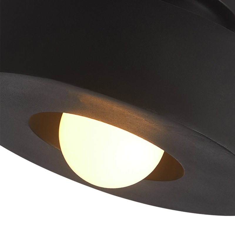 Plafonnier semi-encastré 1 lumière en résine, Noir