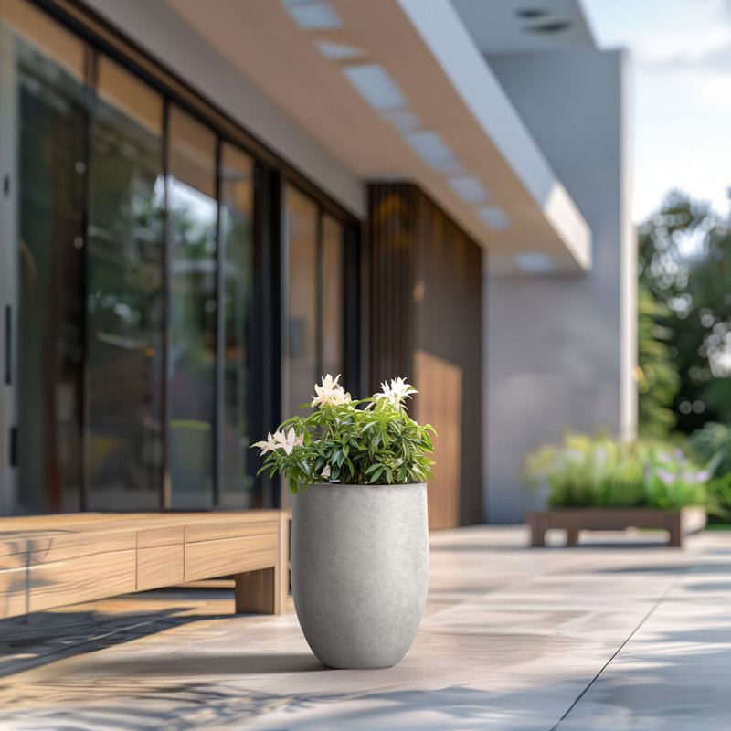 Pot à fleurs en ciment Irmelie, Gris naturel, H 21,65 po x l 16,93 po x P 16,93 po
