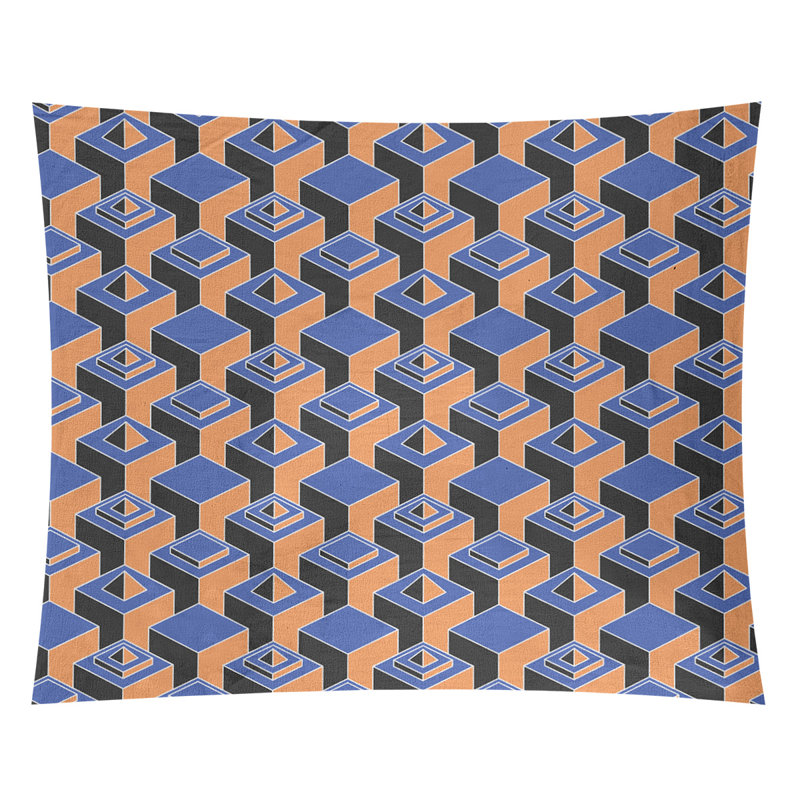 Tapisserie, H 27,5 po x l 37,5 po, Bleu/orange
